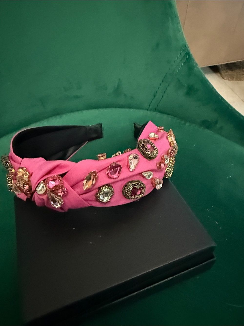 Embellished Pink Knotted Headband Rhinestones Pink Gold & Silver - BRAND NEW